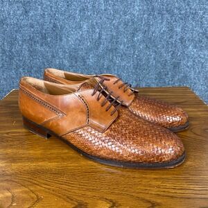 Vintage Mediterraneo Men's 13 Woven Leather Oxford Dress Shoes Made in‎ Italy